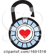 Clipart Of A Combination Lock With A Heart Royalty Free Vector Illustration