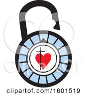 Clipart Of A Combination Lock With A Cross And Heart Royalty Free Vector Illustration by Johnny Sajem