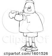 Clipart Of A Cartoon Lineart Beat Up Black Boy Boxer Royalty Free Vector Illustration by djart