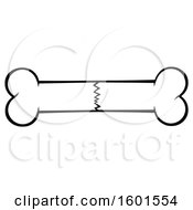 Clipart Of A Lineart Cracked Or Fractured Bone Royalty Free Vector Illustration