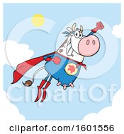 Poster, Art Print Of Flying Super Hero Cow Over Sky