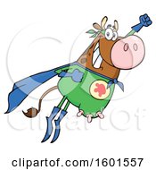 Poster, Art Print Of Flying Brown Super Hero Cow