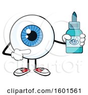 Poster, Art Print Of Cartoon Blue Eyeball Mascot Character With Drops
