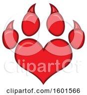 Poster, Art Print Of Red Heart Shaped Paw Print