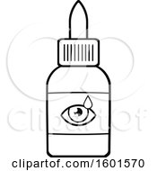 Clipart Of A Lineart Bottle Of Eye Drops Royalty Free Vector Illustration