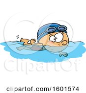Clipart Of A Cartoon White Girl Swimming Royalty Free Vector Illustration