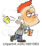 Clipart Of A Cartoon White Boy Carelessly Littering Royalty Free Vector Illustration