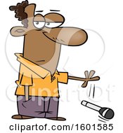 Clipart Of A Cartoon Black Man Dropping The Mic Royalty Free Vector Illustration