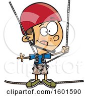 Poster, Art Print Of Cartoon White Boy Taking A Ropes Course