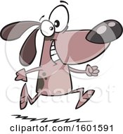 Clipart Of A Cartoon Dog Running Upright Royalty Free Vector Illustration