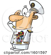 Clipart Of A Cartoon Saluting White Male Admiral Royalty Free Vector Illustration