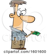 Clipart Of A Cartoon Sad White Man Paying For Something Royalty Free Vector Illustration