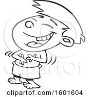 Poster, Art Print Of Cartoon Outline Boy Tickled Pink And Laughing