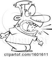 Poster, Art Print Of Cartoon Outline Angry Man Yelling And Foaming At The Mouth