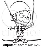 Poster, Art Print Of Cartoon Outline Boy Taking A Ropes Course