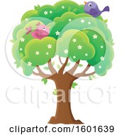 Poster, Art Print Of Blossoming Spring Tree With Birds