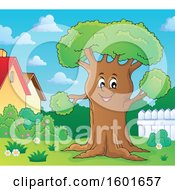 Poster, Art Print Of Tree Character Mascot In A Yard