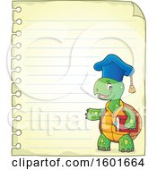 Poster, Art Print Of Cartoon Tortoise Turtle Professor Mascot Character Over Ruled Paper