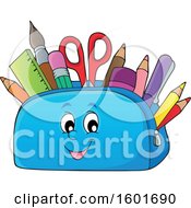 Poster, Art Print Of Pencil Pouch Character Full Of School Supplies
