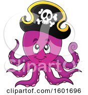 Clipart Of A Purple Pirate Octopus Royalty Free Vector Illustration