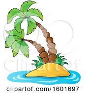 Clipart Of A Tropical Island With Palm Trees And Blue Water Royalty Free Vector Illustration