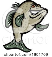 Tough Crappie Fish Mascot Standing On His Fin