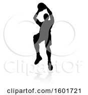 Poster, Art Print Of Silhouetted Basketball Player With A Reflection Or Shadow On A White Background