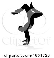 Poster, Art Print Of Silhouetted Male Dancer With A Reflection Or Shadow On A White Background