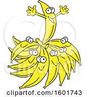 Clipart Of A Cartoon Group Of Happy Banana Mascot Characters With One Standing Out On Top Royalty Free Vector Illustration by Johnny Sajem