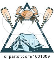 Poster, Art Print Of Camping And Crabbing Diamond With A Tent And Paddles