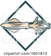 Clipart Of A Squid In A Diamond Frame Royalty Free Vector Illustration by Vector Tradition SM