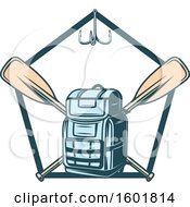Poster, Art Print Of Pentagon Frame With A Hook Backpack And Crossed Paddles