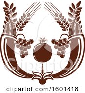 Clipart Of A Brown Israel Pomegranate And Cornucopias Royalty Free Vector Illustration by Vector Tradition SM