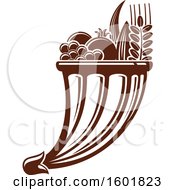 Clipart Of A Brown Israel Cornucopia Of Food Royalty Free Vector Illustration