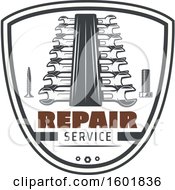 Poster, Art Print Of Repair Service Shield With A Screw Bolt And Wrenches