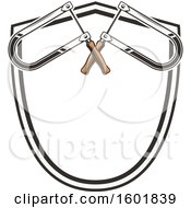 Clipart Of A Shield With Coping Saws Royalty Free Vector Illustration by Vector Tradition SM