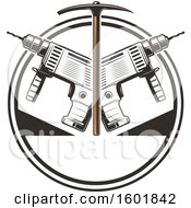 Clipart Of A Pickaxe And Power Drills Royalty Free Vector Illustration by Vector Tradition SM