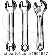 Clipart Of Black And White Spanner Wrenches Royalty Free Vector Illustration