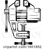 Clipart Of A Black And White Workshop Vise Royalty Free Vector Illustration