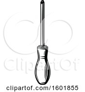 Clipart Of A Black And White Phillips Screwdriver Royalty Free Vector Illustration
