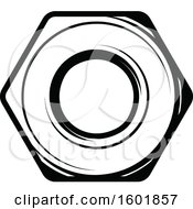 Clipart Of A Black And White Bolt Nut Royalty Free Vector Illustration