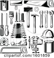 Clipart Of Black And White Tools Royalty Free Vector Illustration by Vector Tradition SM