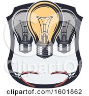 Clipart Of A Shield With Light Bulbs And Pliers Royalty Free Vector Illustration