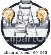 Clipart Of A Round Frame With A Ladder And Light Bulbs Royalty Free Vector Illustration