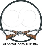 Poster, Art Print Of Round Frame And Crossed Hunting Rifles