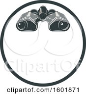 Clipart Of A Round Frame And Binoculars Royalty Free Vector Illustration