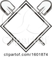 Clipart Of A Diamond Frame With Crossed Shovels Royalty Free Vector Illustration by Vector Tradition SM