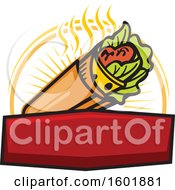 Clipart Of A Burrito Or Wrap Design With A Banner Royalty Free Vector Illustration