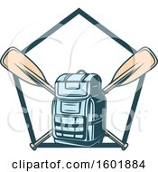 Poster, Art Print Of Pentagon Frame With A Backpack And Crossed Paddles