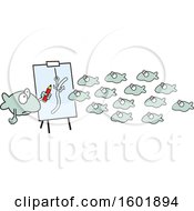 Poster, Art Print Of Teacher And School Of Fish Learning About Fishing